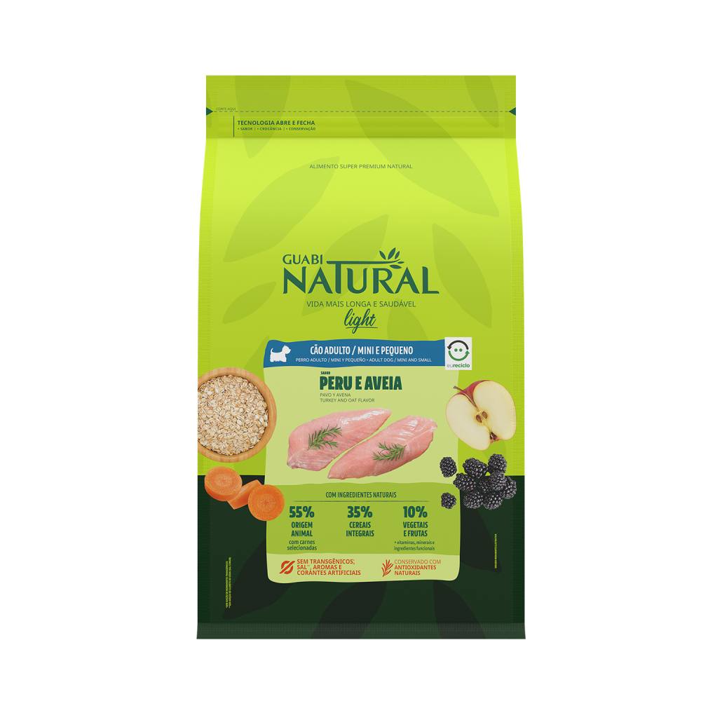 Ração Guabi Natural Cães Adultos Light Raças Mini e Pequeno Peru e Aveia