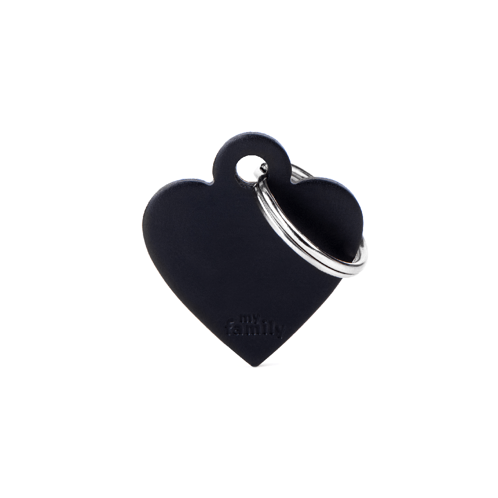 Placa de Identificação Coração Alumínio Preto MyFamily