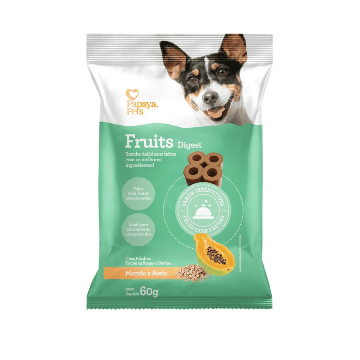 Petisco Fruits Pets Digest Mamão e Aveia Cães Adultos Papaya Pets