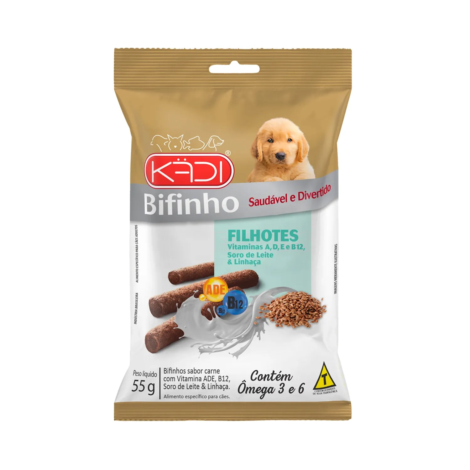 Bifinho Cães Filhotes Soro de Leite e Linhaça Kadi