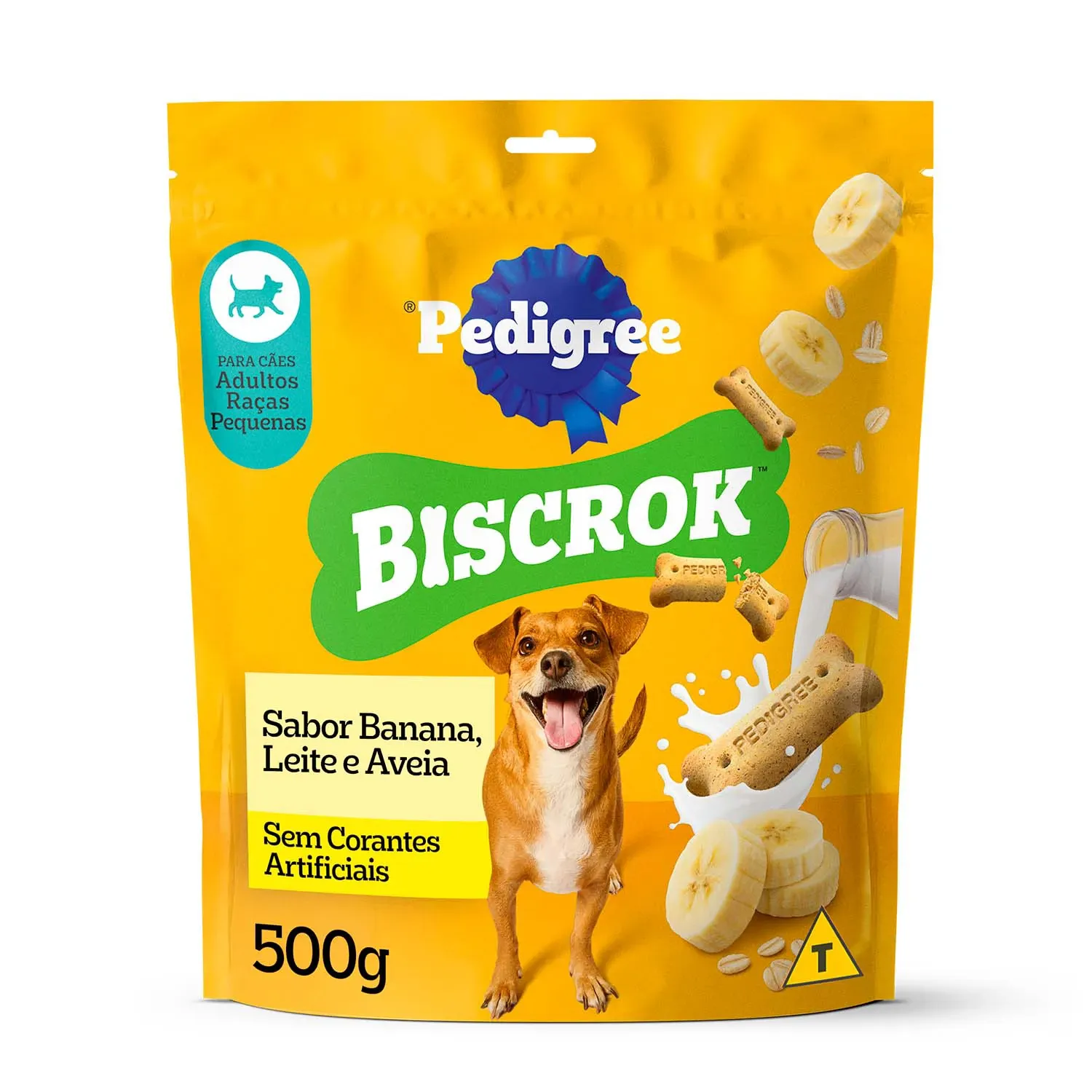 Biscoito Pedigree Biscrok Cães Adultos Raças Pequenas Banana, Leite e Aveia