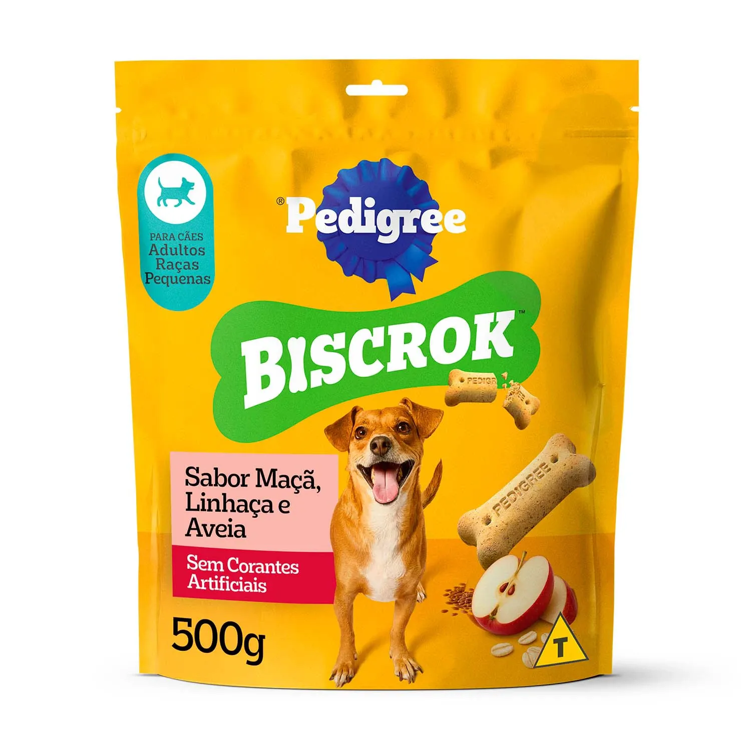 Biscoito Pedigree Biscrok Cães Adultos Raças Pequenas Maçã, Linhaça e Aveia