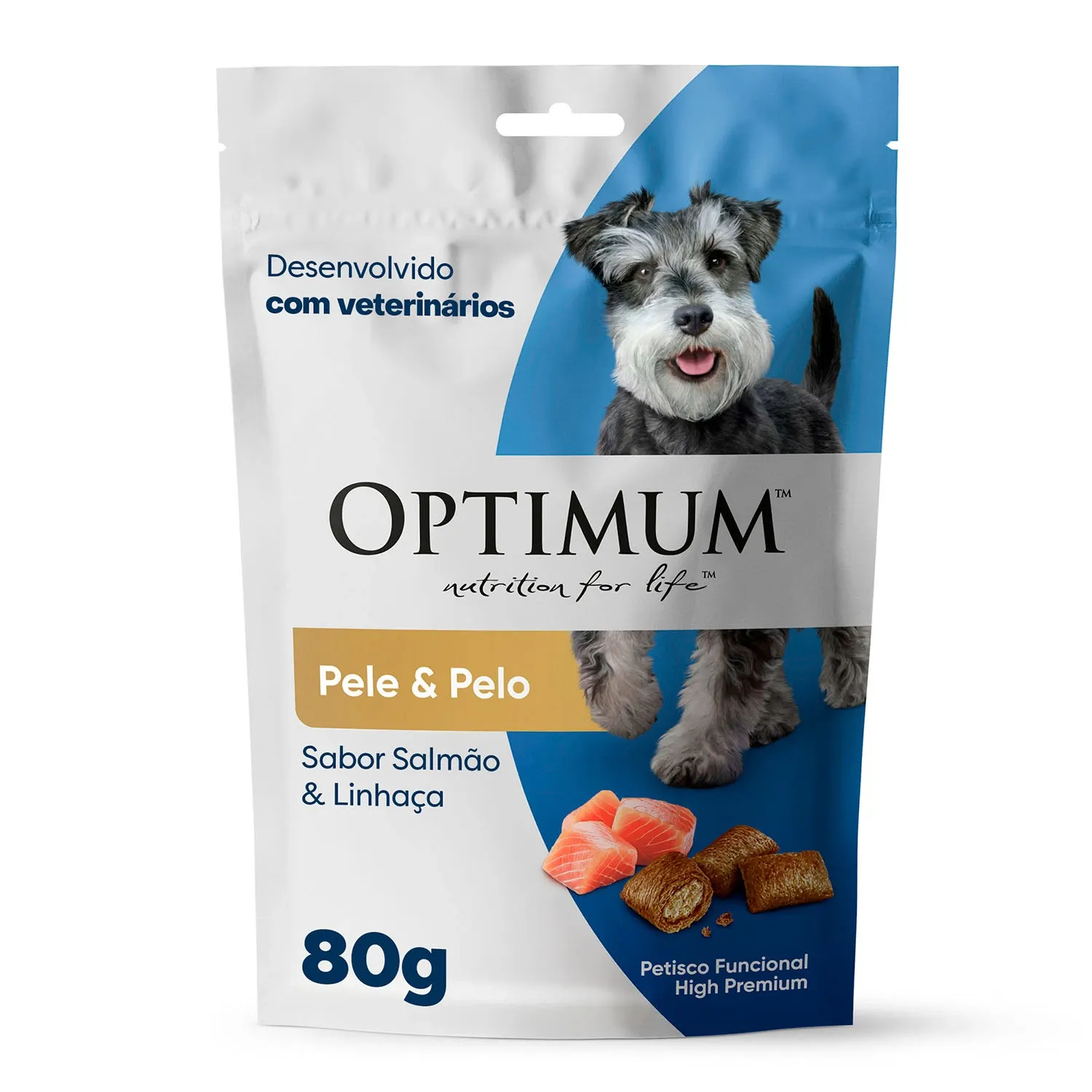 Petisco Optimum Cães Adultos Pele e Pelo Salmão e Linhaça