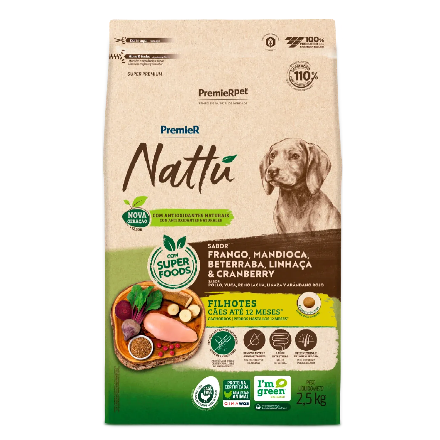 Ração Premier Nattu Cães Filhotes Mandioca