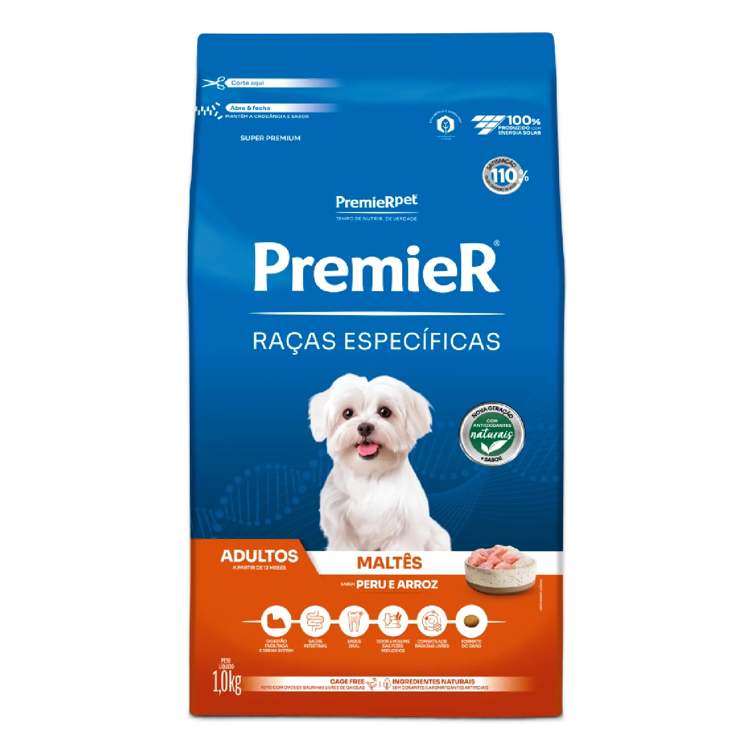 Ração Premier Raças Específicas Maltês Adultos Peru e Arroz