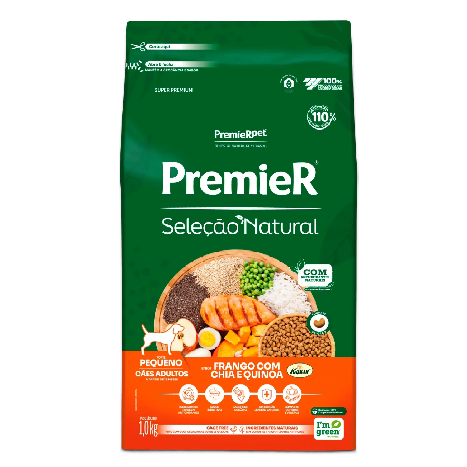 Ração Premier Seleção Natural Cães Adultos Pequeno Porte Frango com Chia e Quinoa