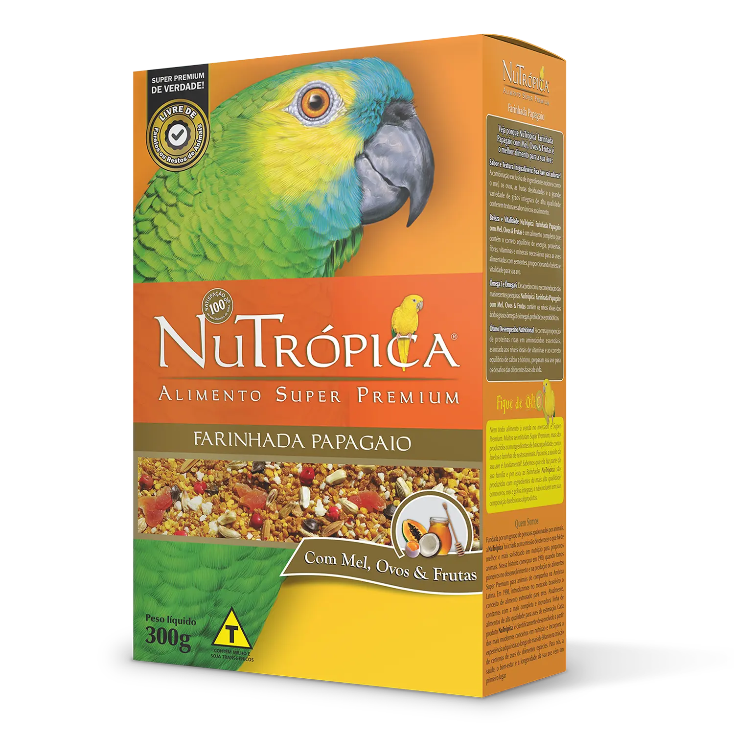 Farinhada Nutrópica para Papagaio a Base de Mel, Ovos e Frutas