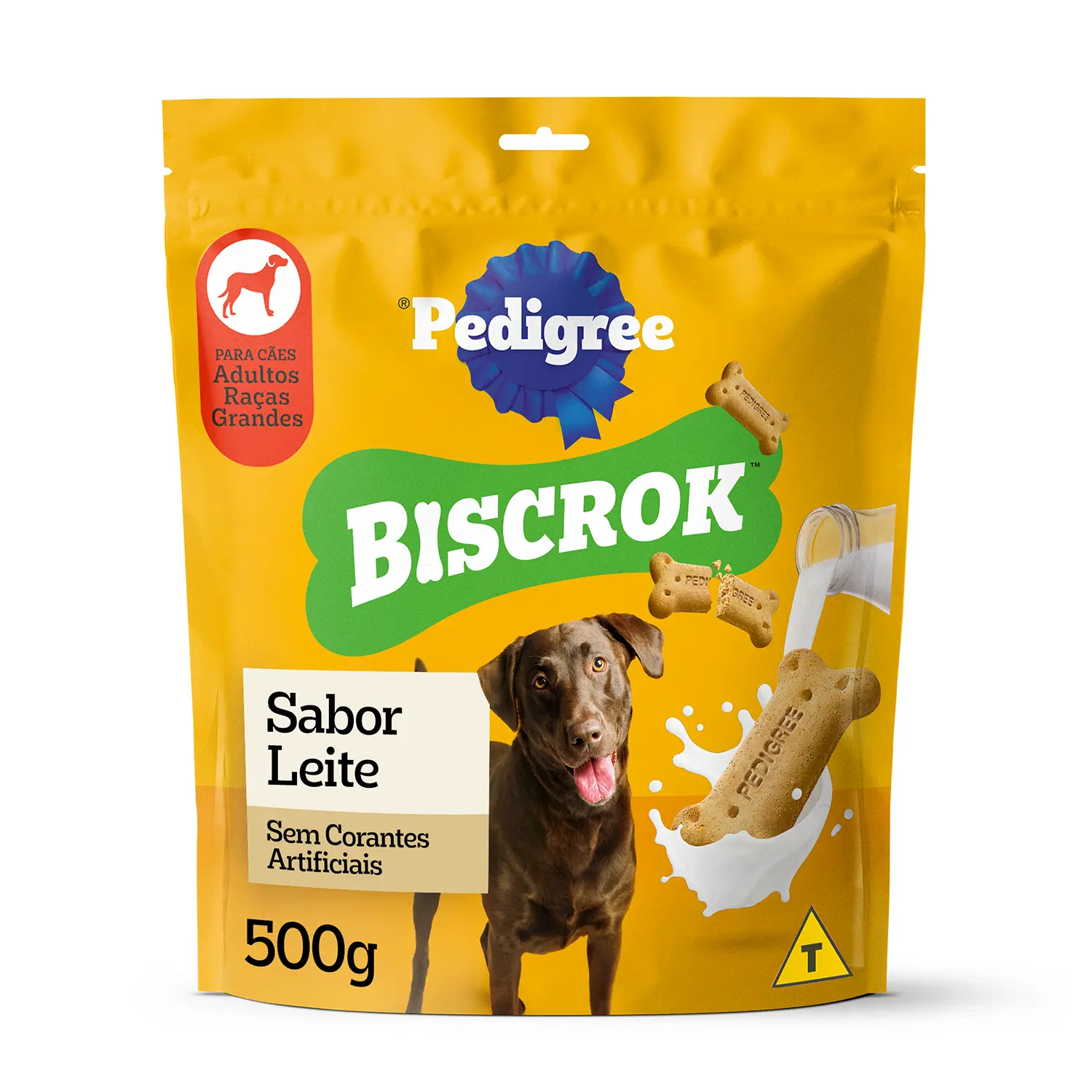 Biscoito Pedigree Biscrok para Cães Adultos Raças Grandes Leite