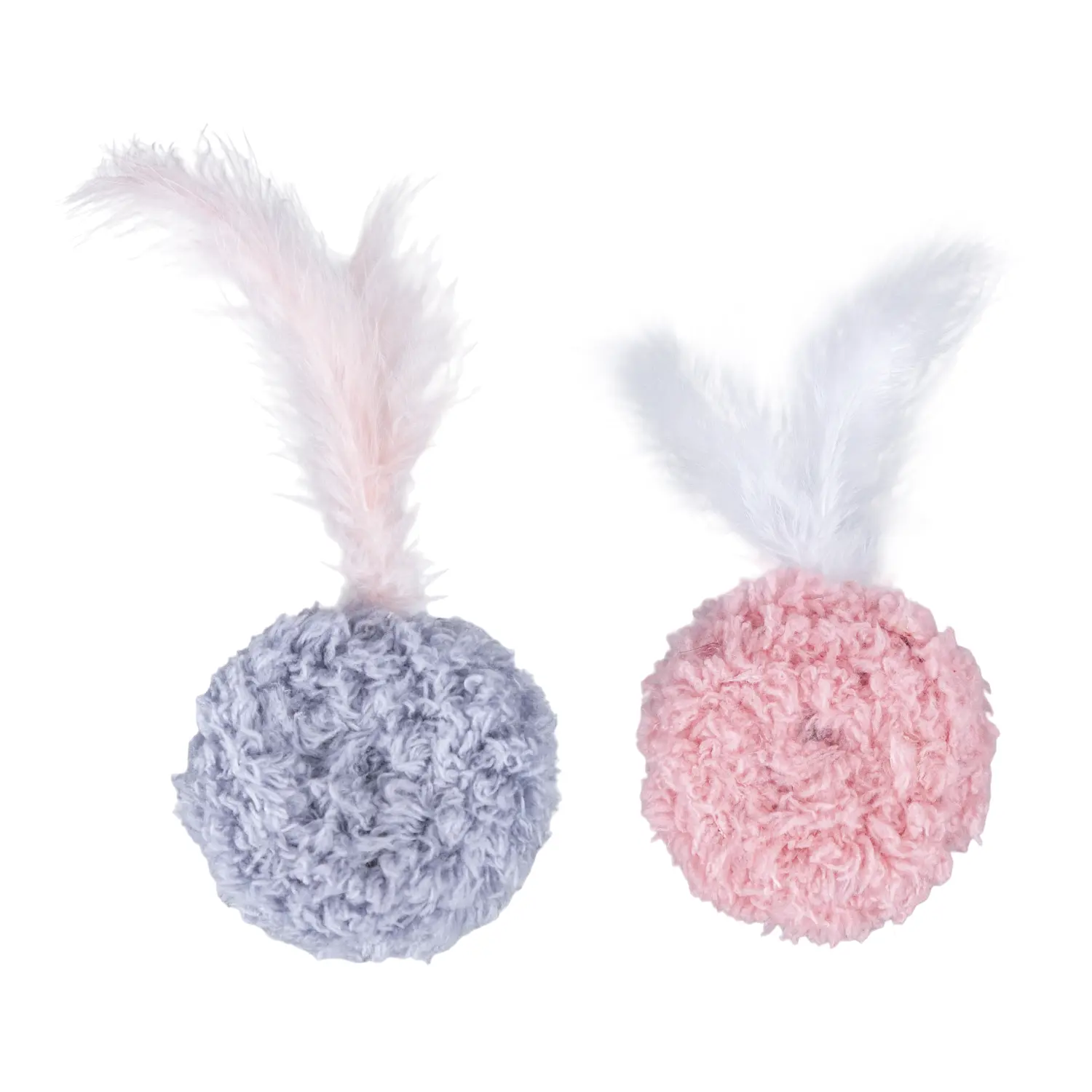 Brinquedo para Gatos Pelúcia Bola com Penas 2 Unidades Flicks