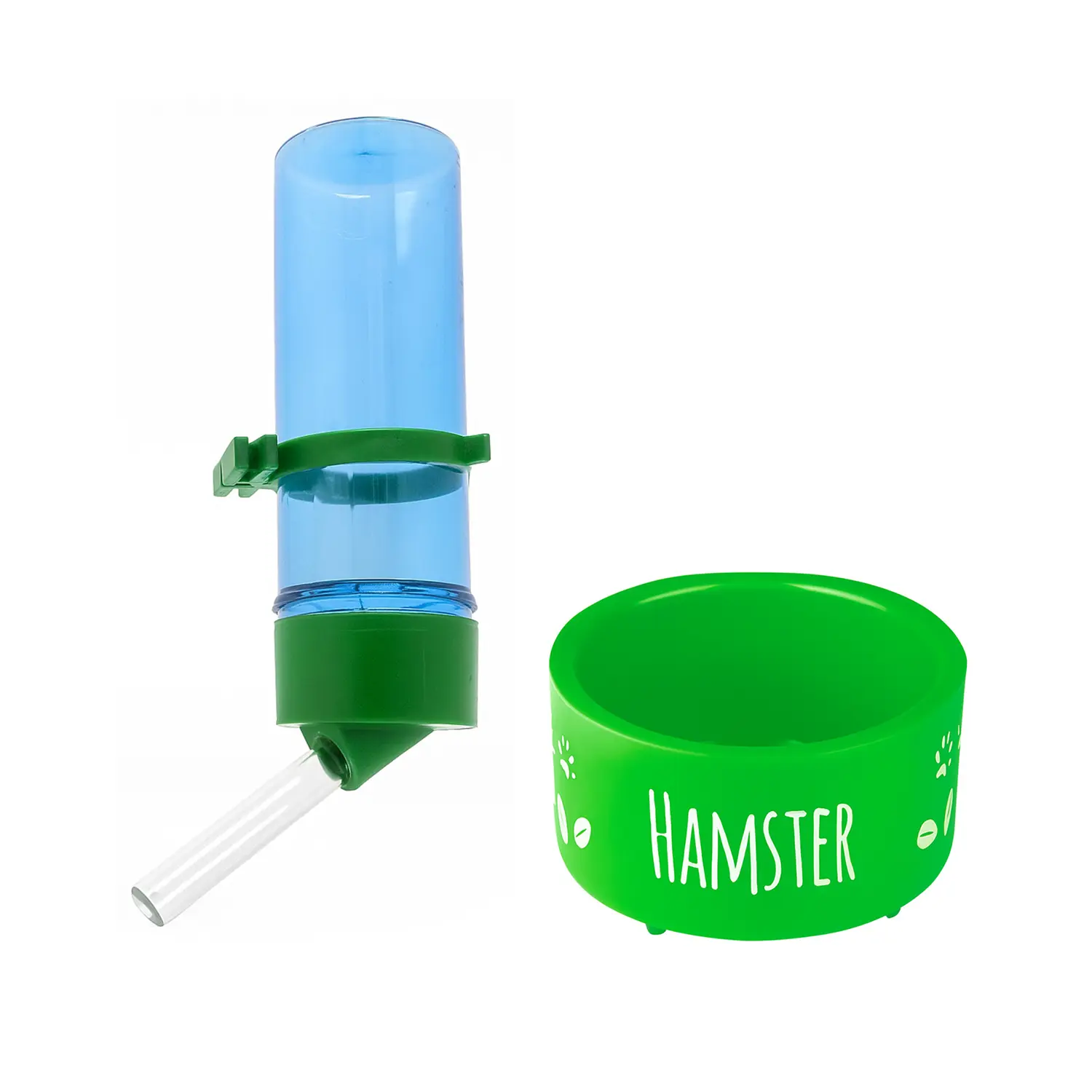 Kit Comedouro e Bebedouro Hamster Animalíssimo Verde
