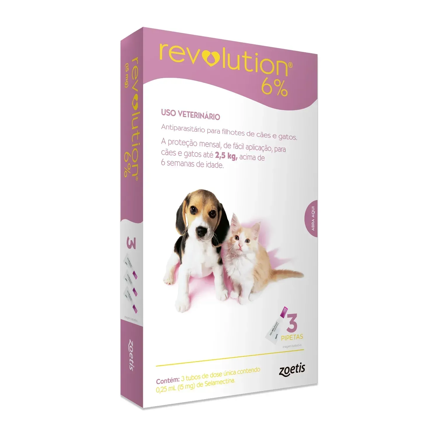 Antipulgas Revolution 6% para Cães e Gatos até 2,5kg