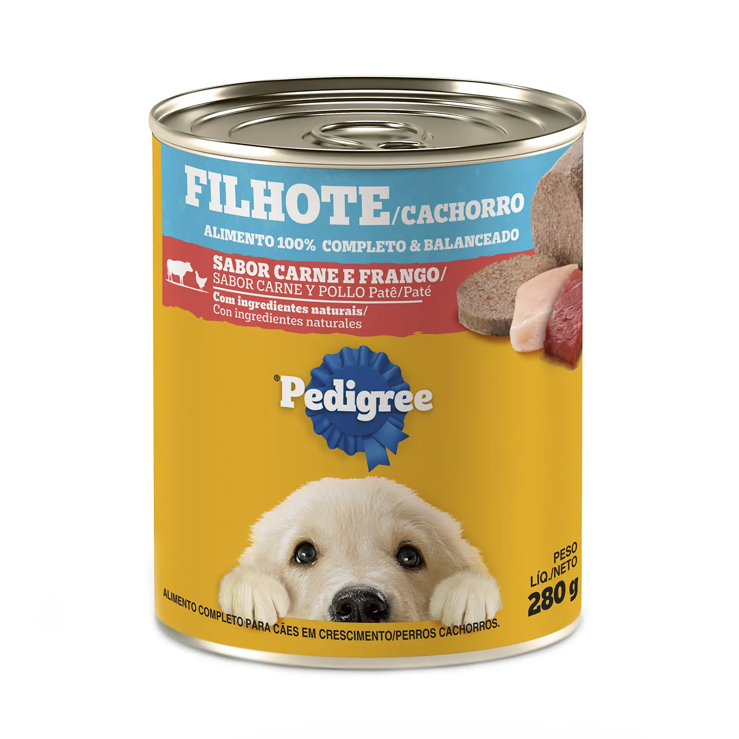 Ração Úmida Pedigree para Cães Filhotes Lata Patê de Carne e Frango