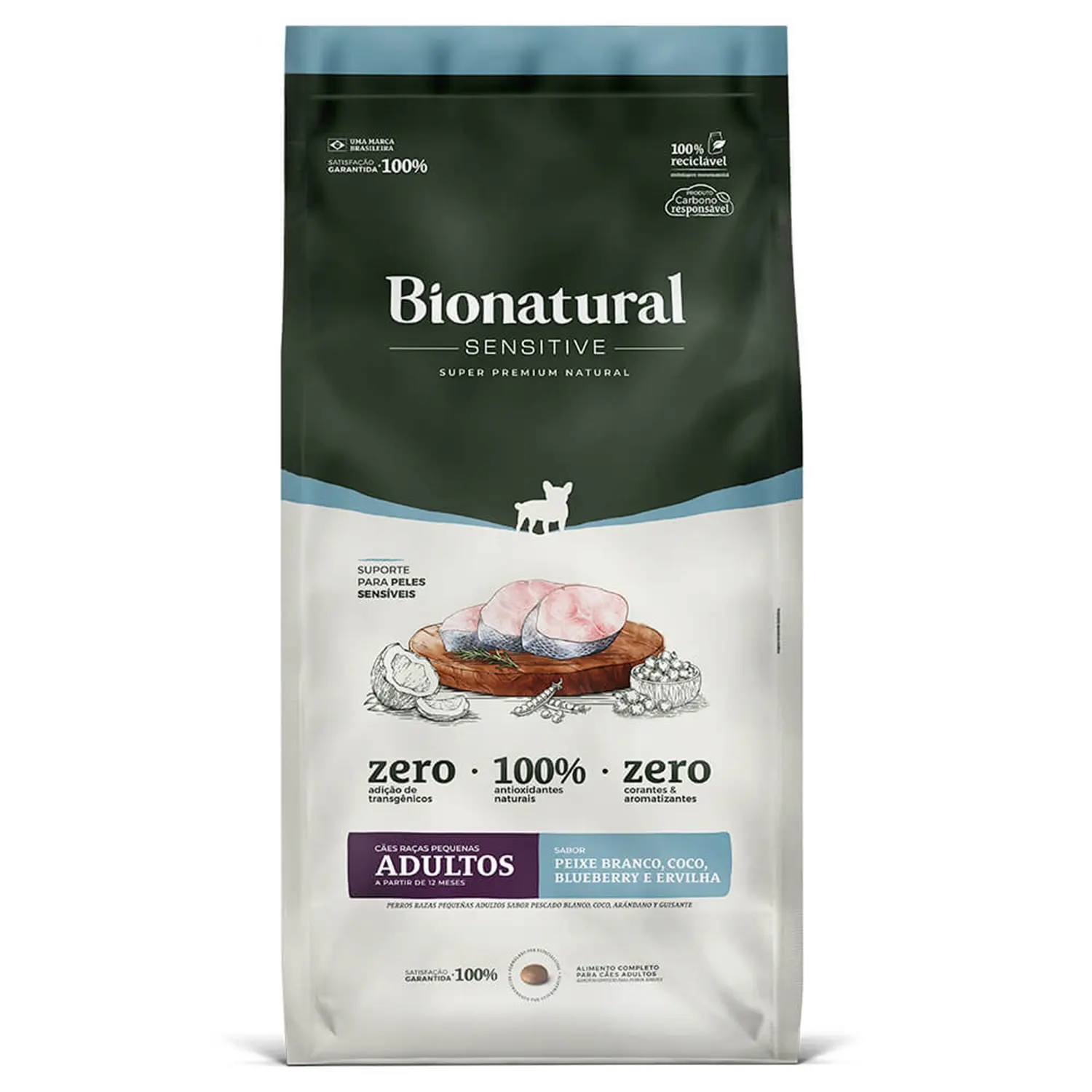 Ração Bionatural Sensitive Cães Adultos Raças Pequenas Peixe