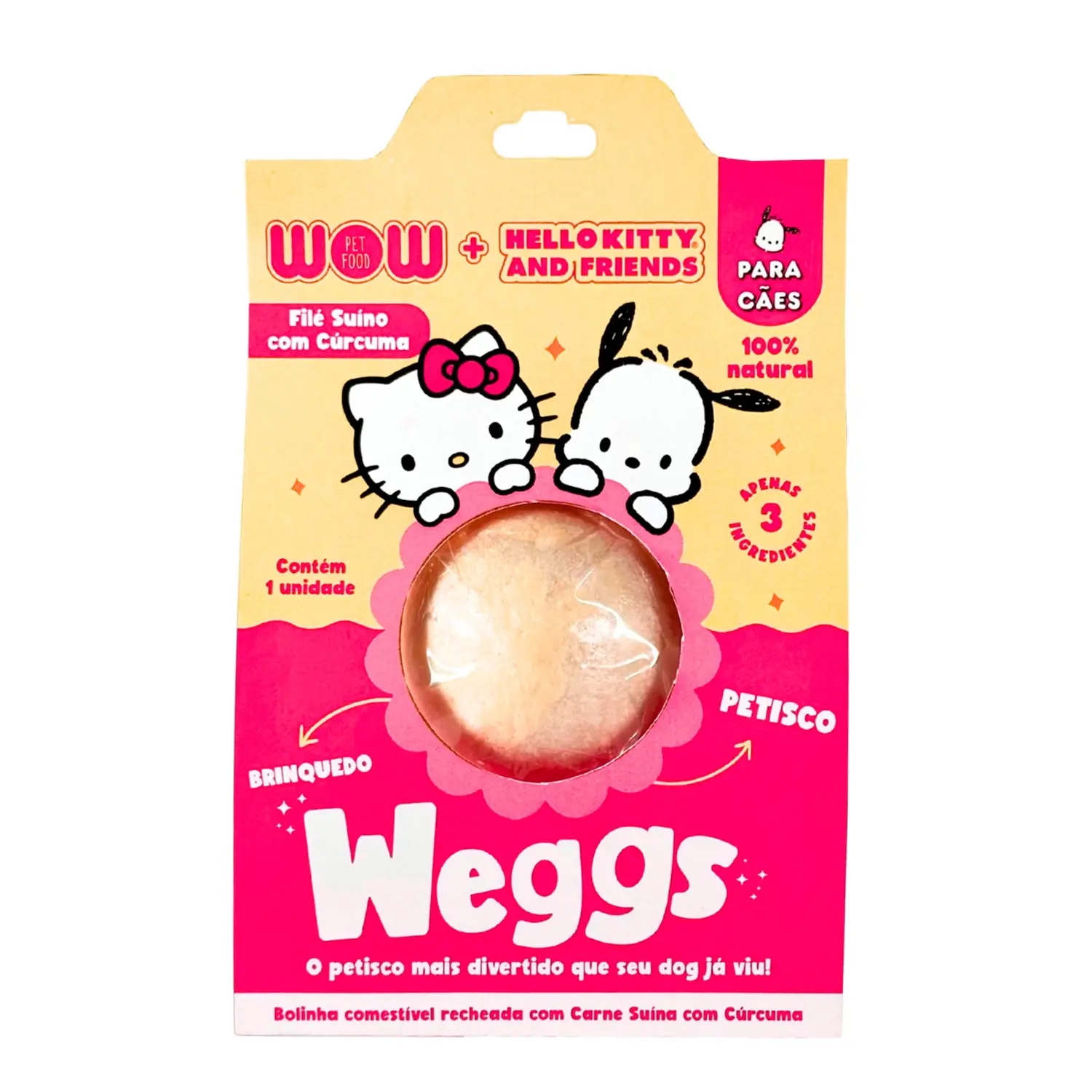 Petisco Weggs para Cães Hello Kitty Lombinho e Cúrcuma Wow