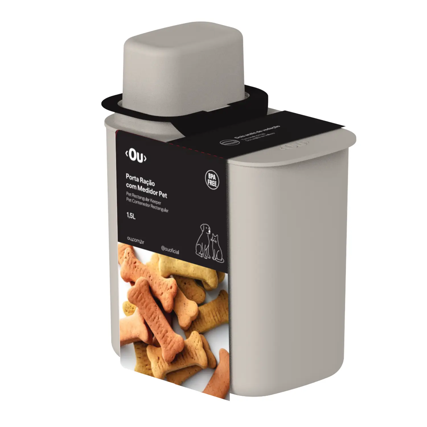 Porta Ração com Medidor Bege Ou