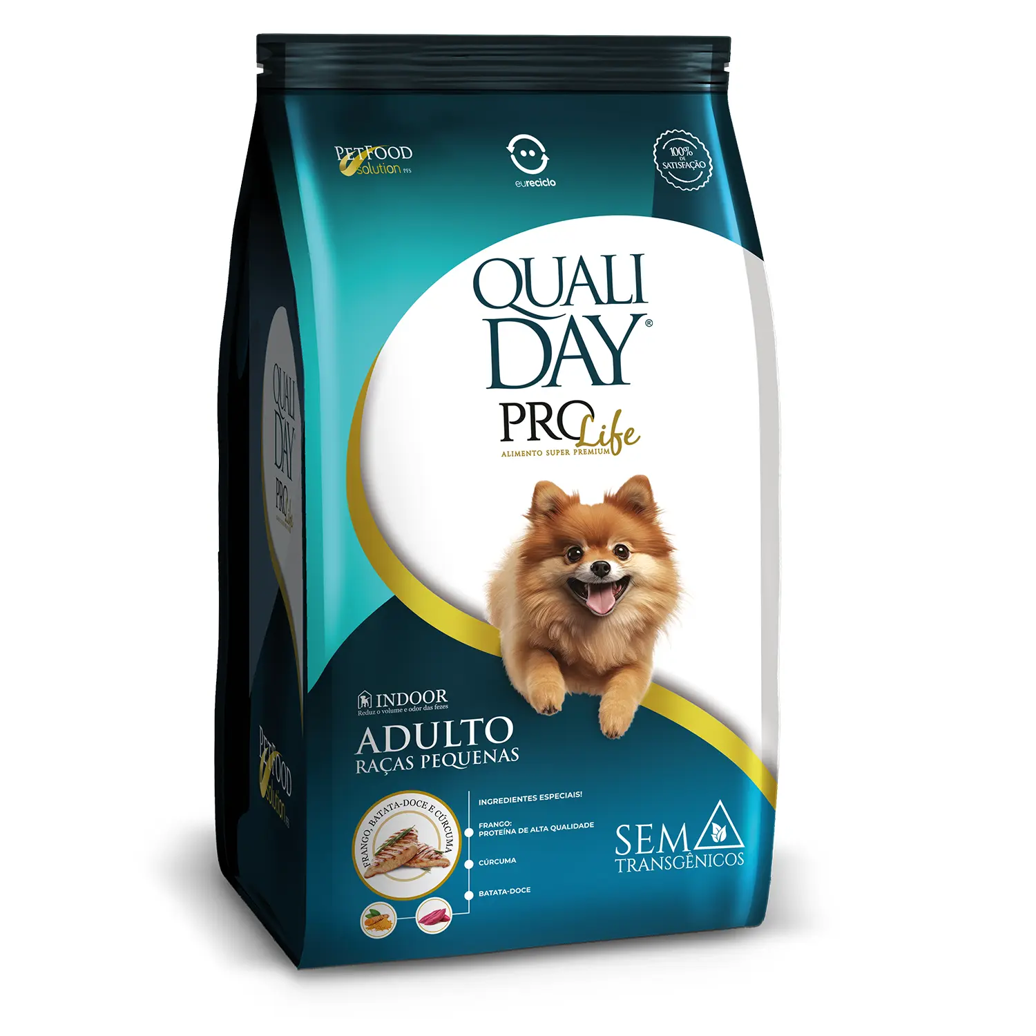 Ração Qualiday Pro Life Cães Adultos Raças Pequenas Frango, Batata Doce e Cúrcuma