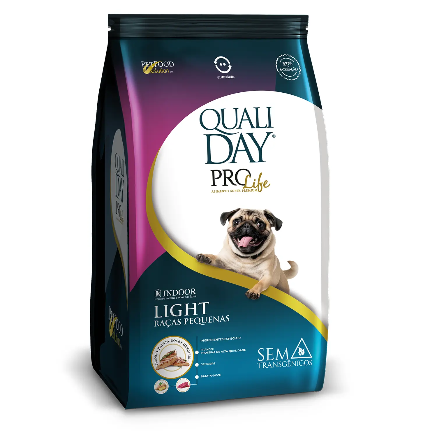 Ração Qualiday Pro Life Light Cães Adultos Raças Pequenas Frango, Batata Doce e Gengibre