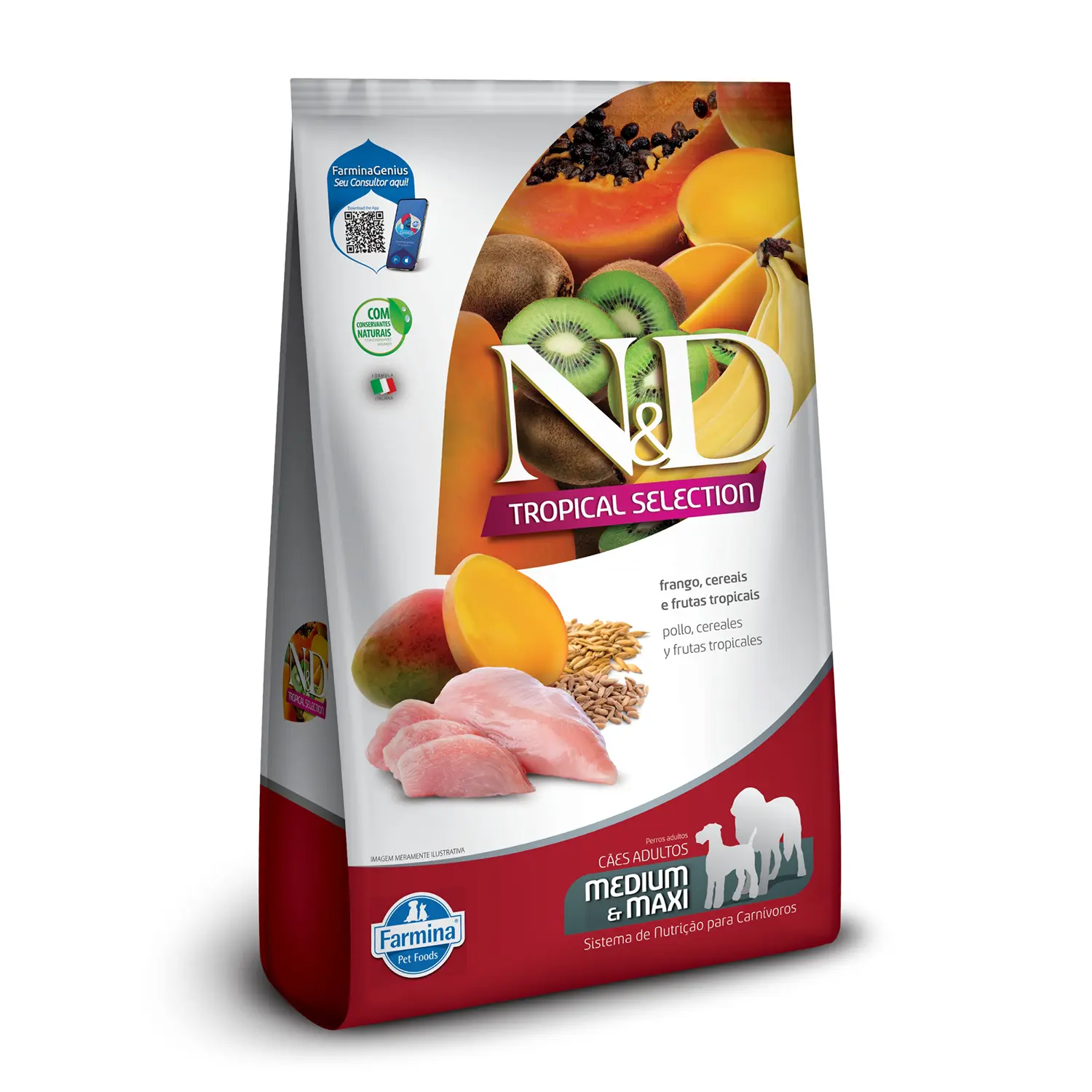 Ração N&amp;D Tropical Selection Cães Adultos Medium e Maxi Frango