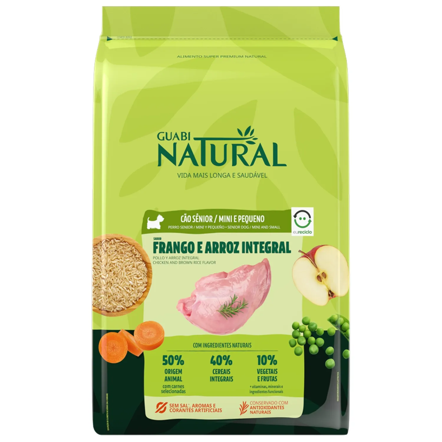 Ração Guabi Natural Cães Sênior Raças Mini e Pequeno Frango e Arroz Integral