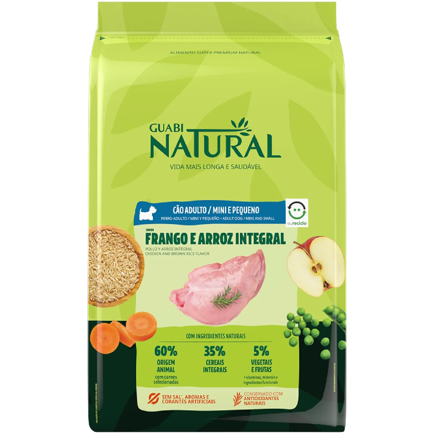 Ração Guabi Natural Cães Adultos Raças Mini e Pequenas Frango e Arroz Integral
