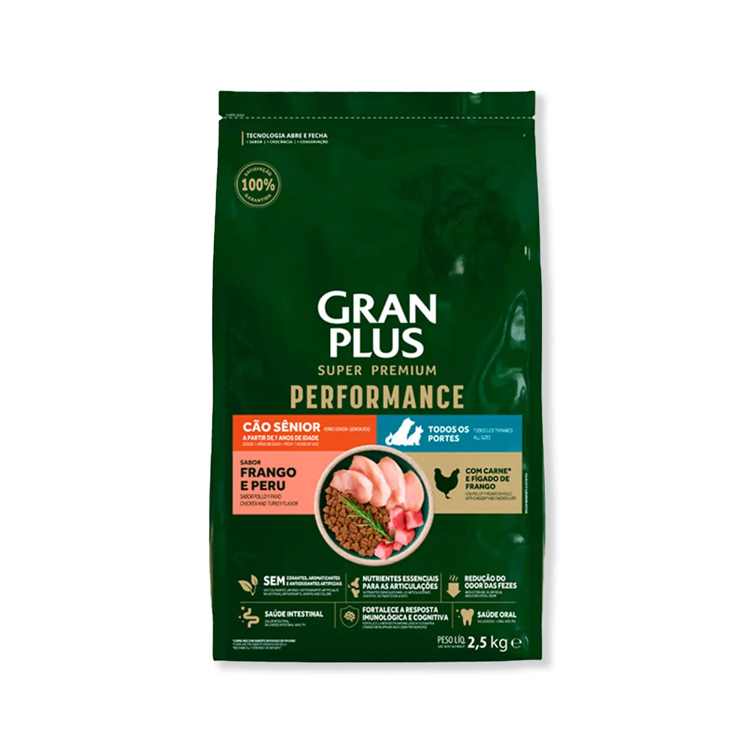 Ração GranPlus Performance Cães Sênior Frango e Peru