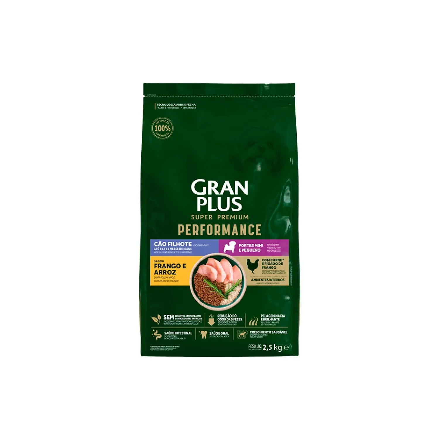 Ração GranPlus Performance Cães Filhotes Mini e Pequeno Frango e Arroz