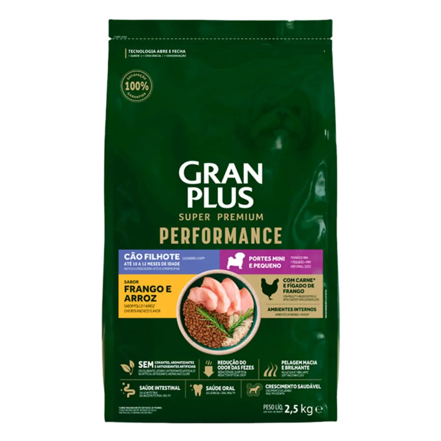 Ração GranPlus Performance Cães Filhotes Mini e Pequeno Frango e Arroz