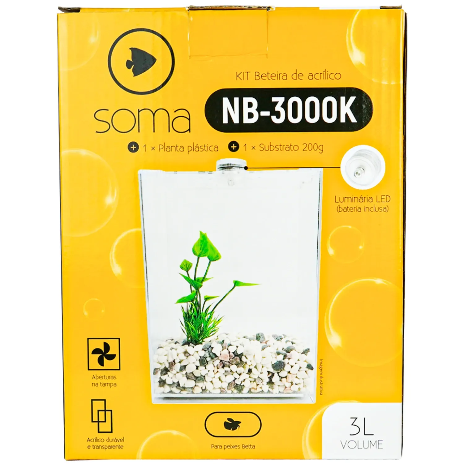 Kit Beteira Acrílico LED NB 3000K Soma 3 L