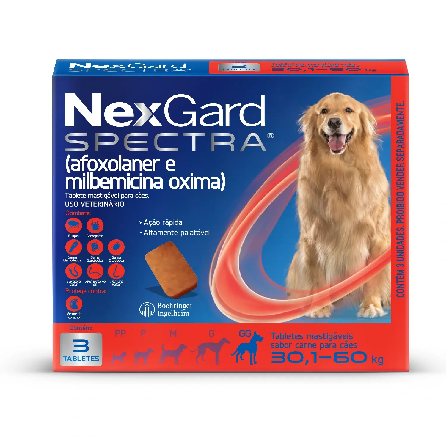 NexGard Spectra 30,1kg a 60kg: Antipulgas, Carrapatos e Vermífugo
