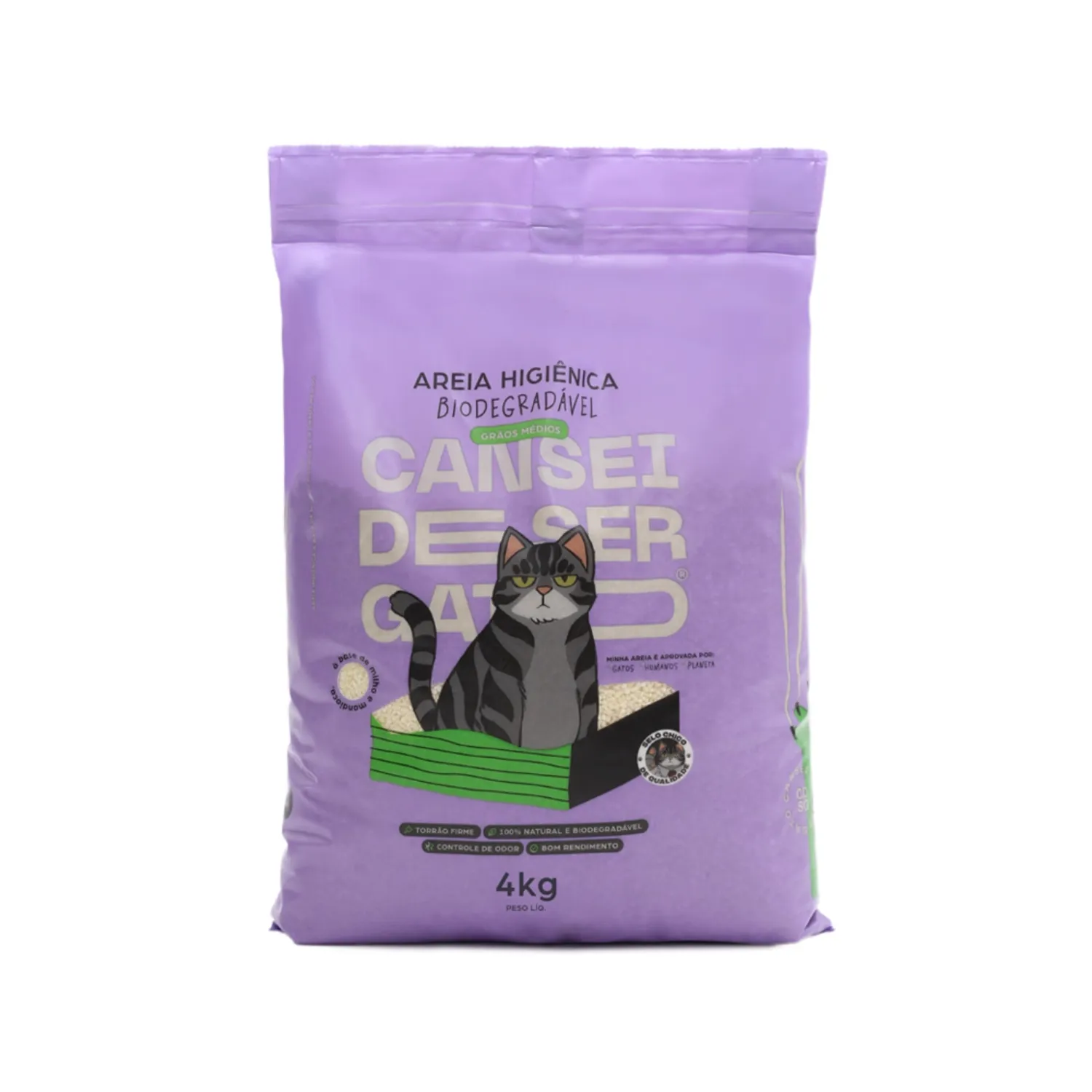Areia Higiênica Biodegradável para Gatos Grãos Médios Cansei de Ser Gato