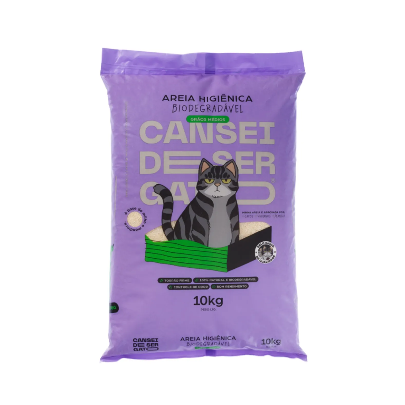Areia Higiênica Biodegradável para Gatos Grãos Médios Cansei de Ser Gato
