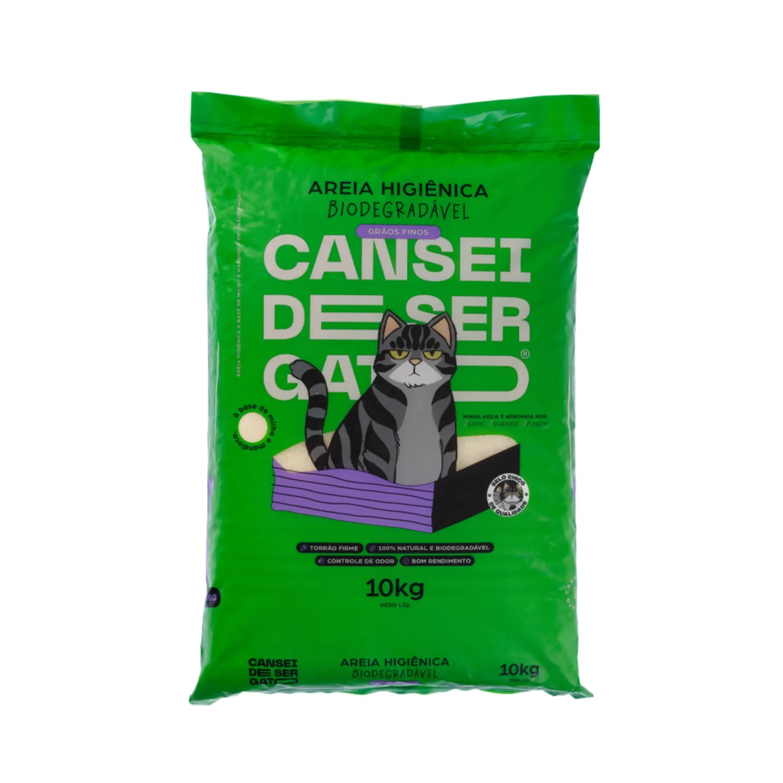 Areia Higiênica Biodegradável para Gatos Grãos Finos Cansei de Ser Gato