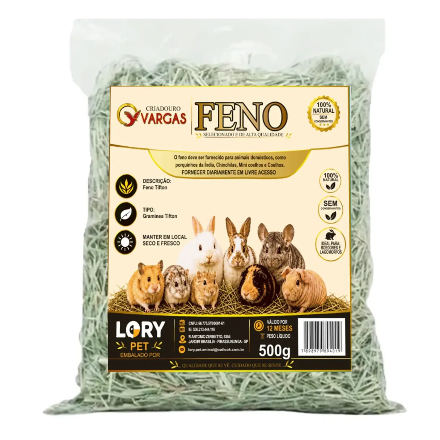 Feno Tifton para Roedores e Lagomorfos Lory Pet