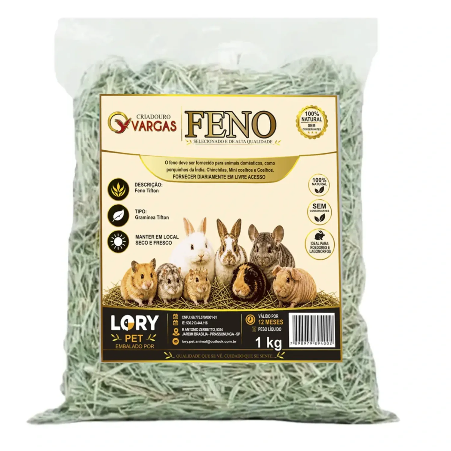 Feno Tifton para Roedores e Lagomorfos Lory Pet