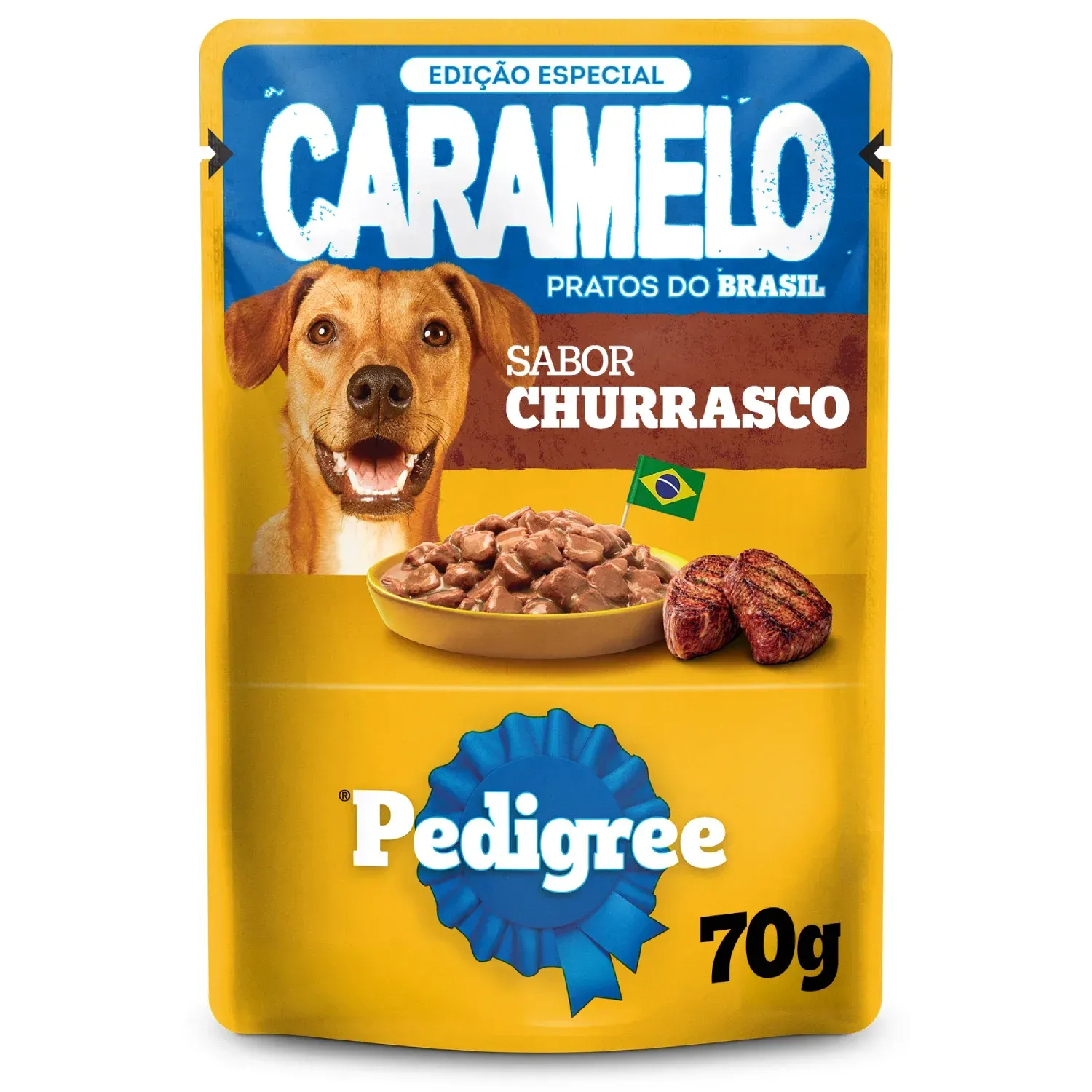 Ração Úmida Pedigree Caramelo Cães Adultos Sachê Churrasco