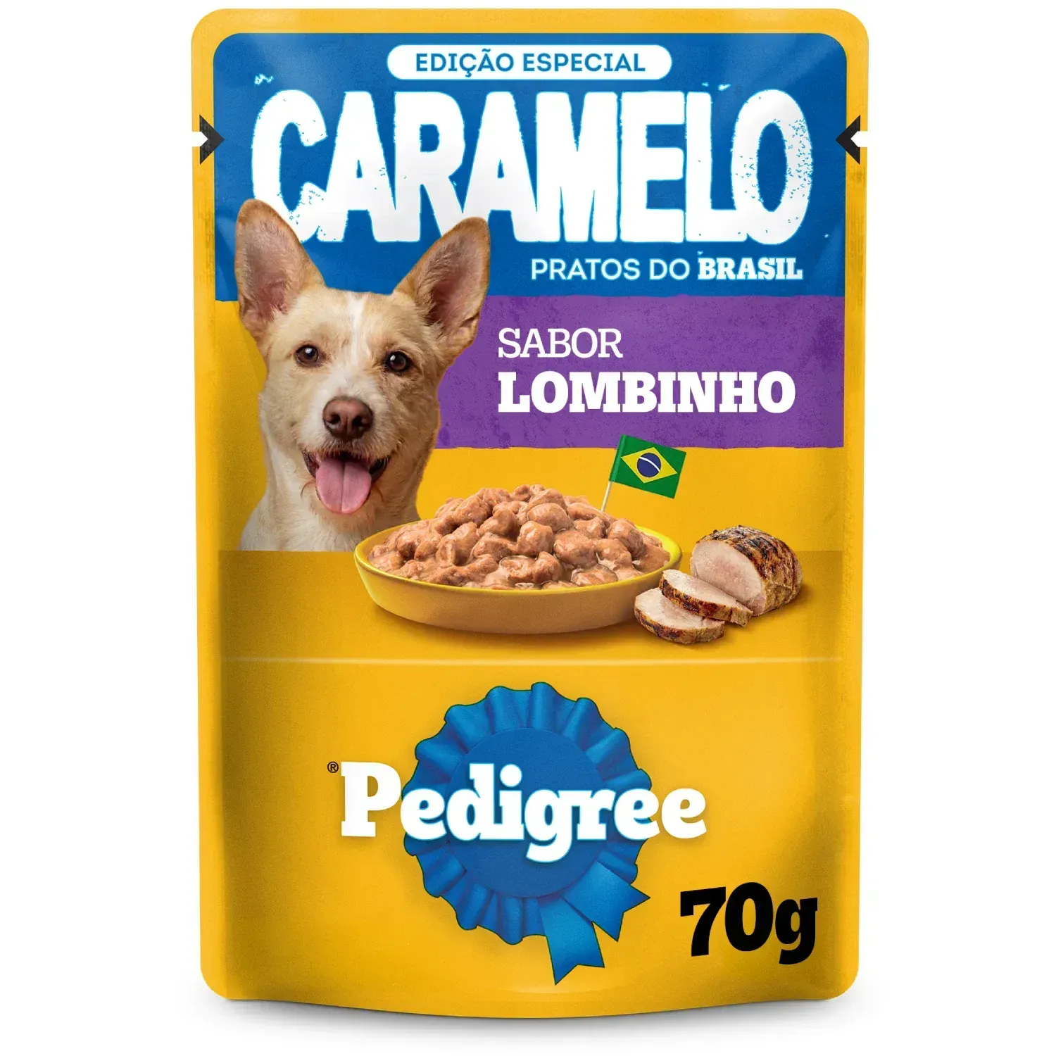 Ração Úmida Pedigree Caramelo Cães Adultos Sachê Lombinho
