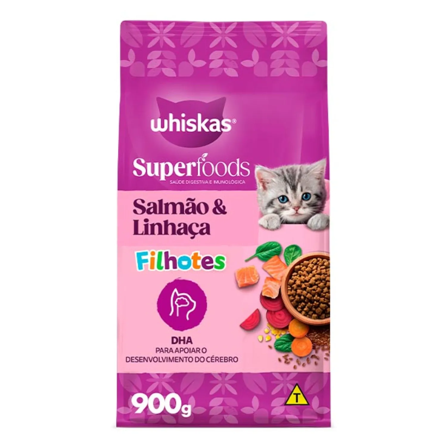 Ração Whiskas Superfoods Salmão e Linhaça Gatos Filhotes