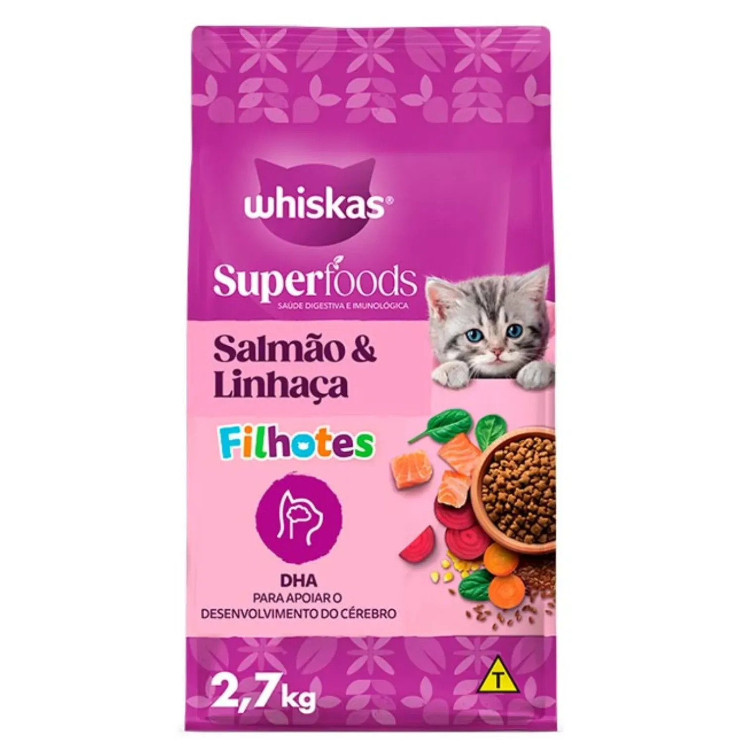 Ração Whiskas Superfoods Salmão e Linhaça Gatos Filhotes