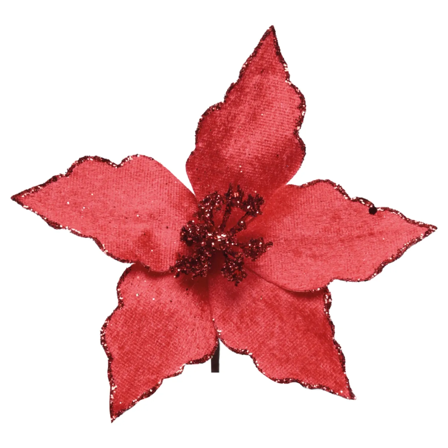 Flor Poinsetia Decorativa Natal 14cm Borda Vermelha Cromus