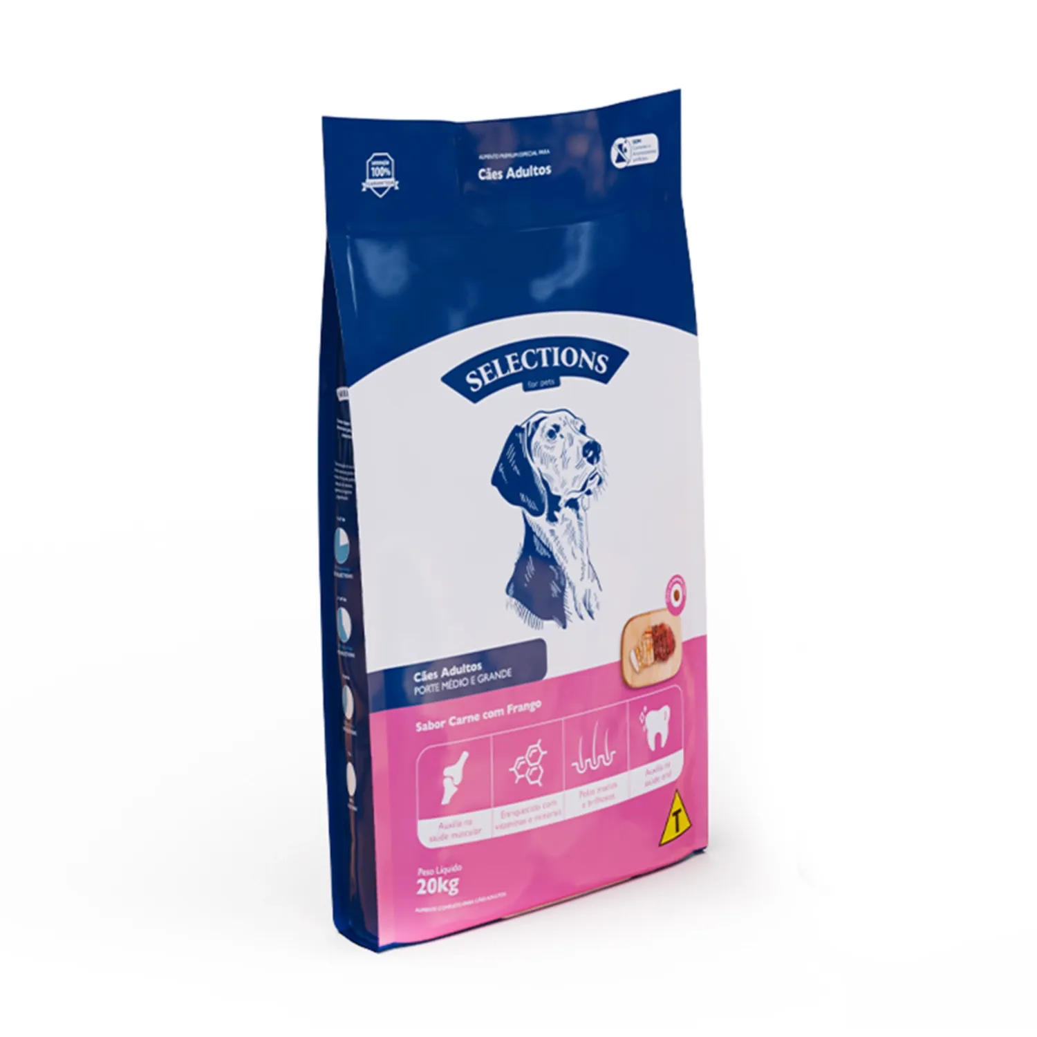Ração Selections for Pets Cães Adultos Médio e Grande Carne e Frango