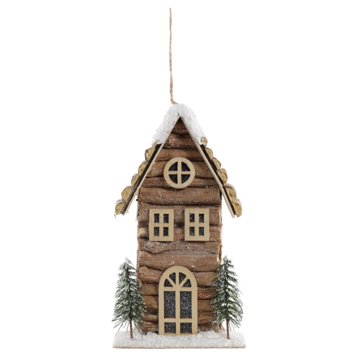 Enfeite Casa Decorativa Nevada Marrom Cromus