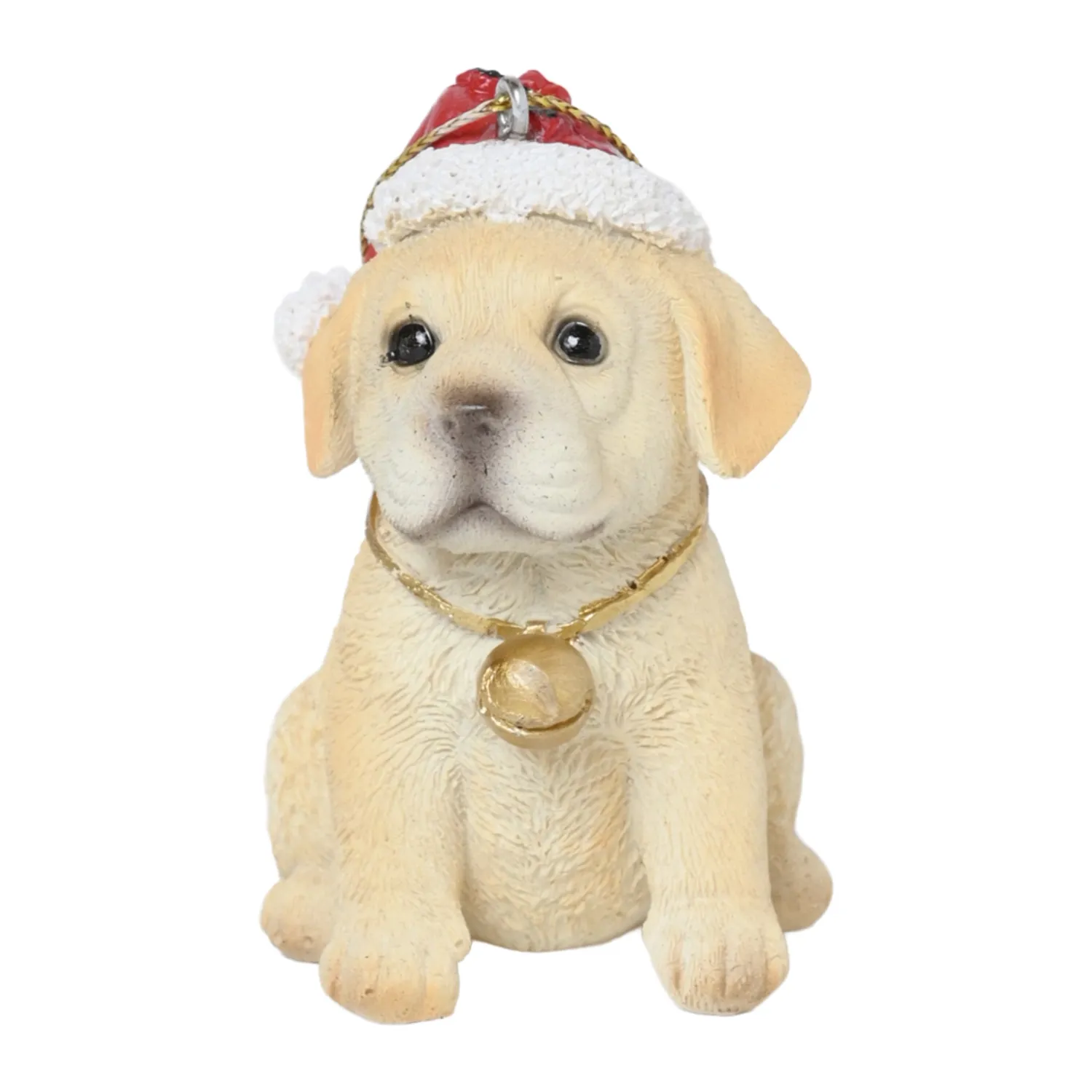 Enfeite Natal Cachorro com Gorro Bege Cromus