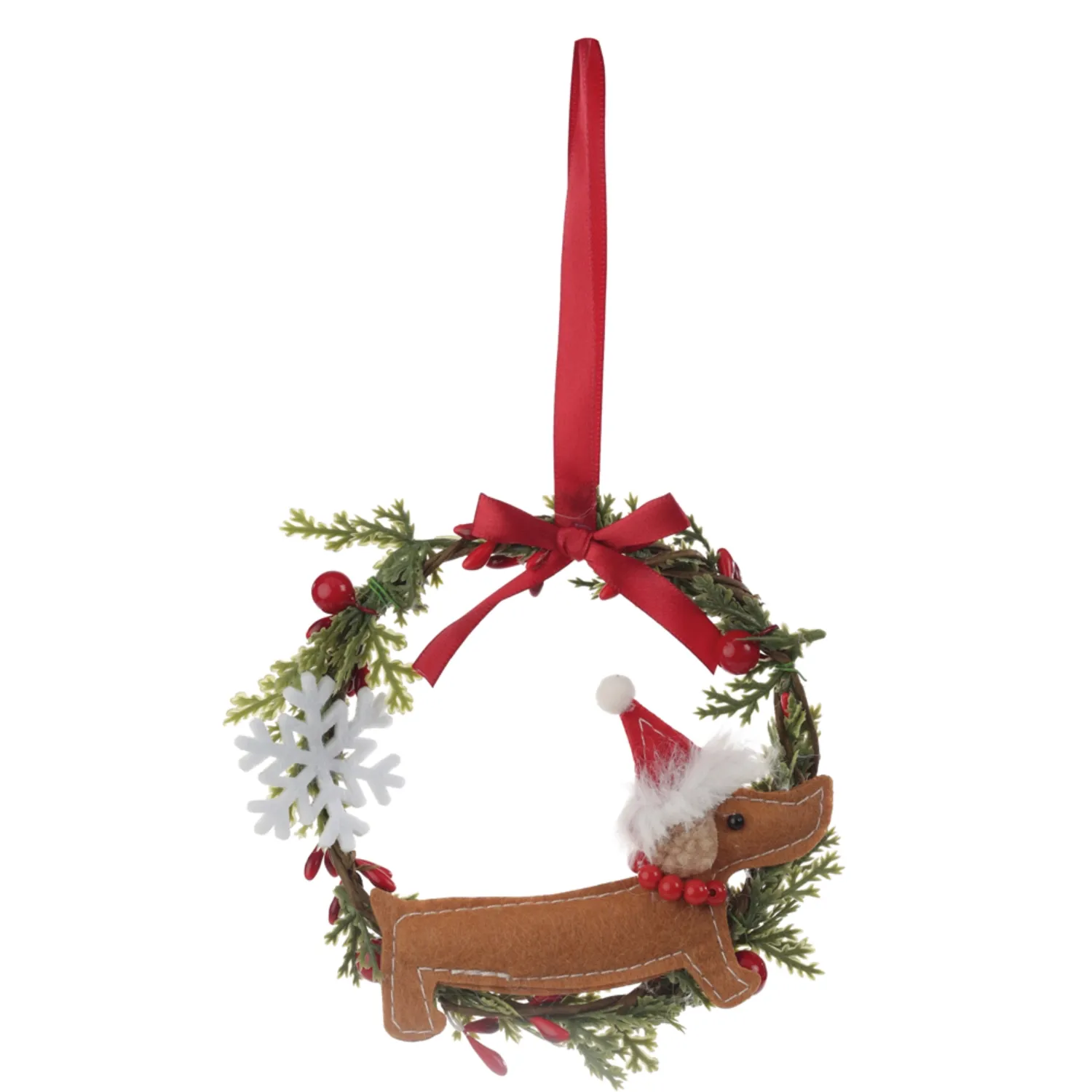 Enfeite Natal Pendente Guirlanda Cachorro Salsicha Cromus