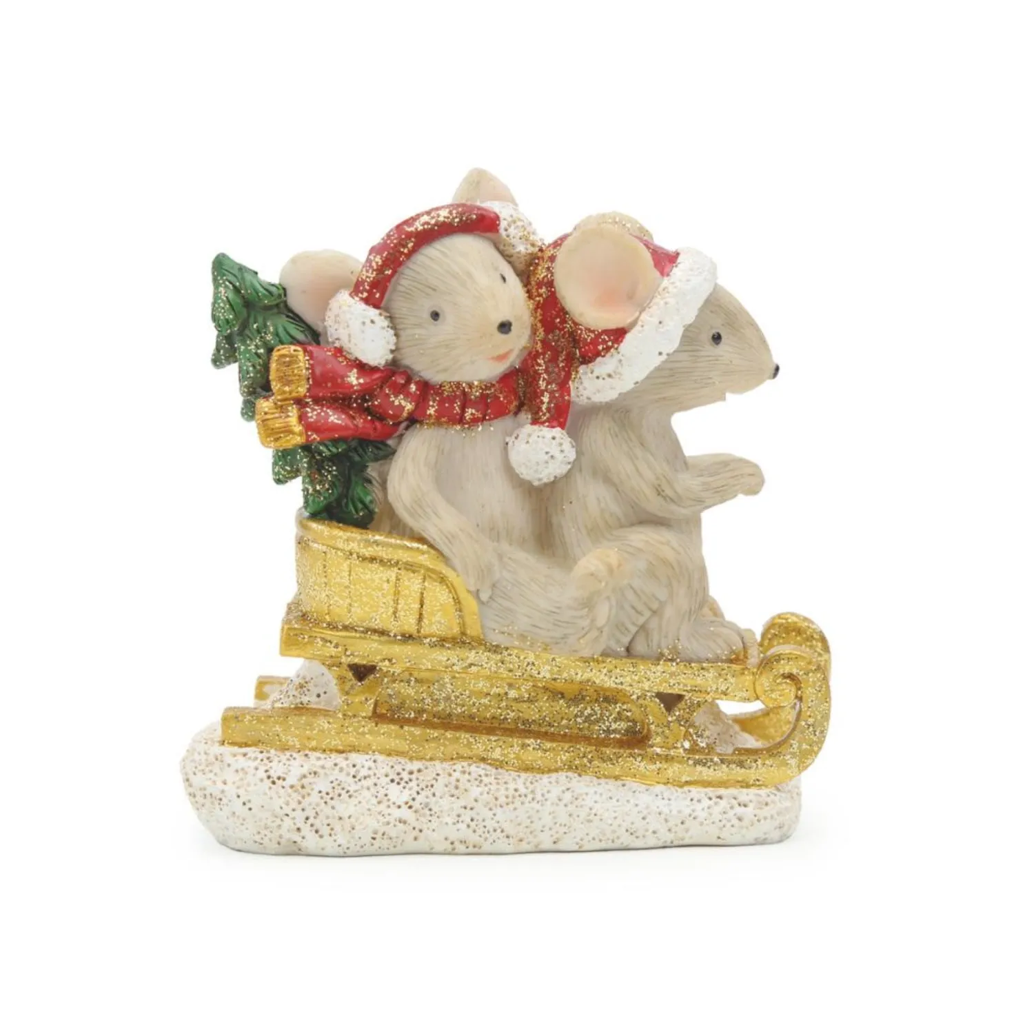Enfeite Natal Casal Ratos com Trenó Cromus