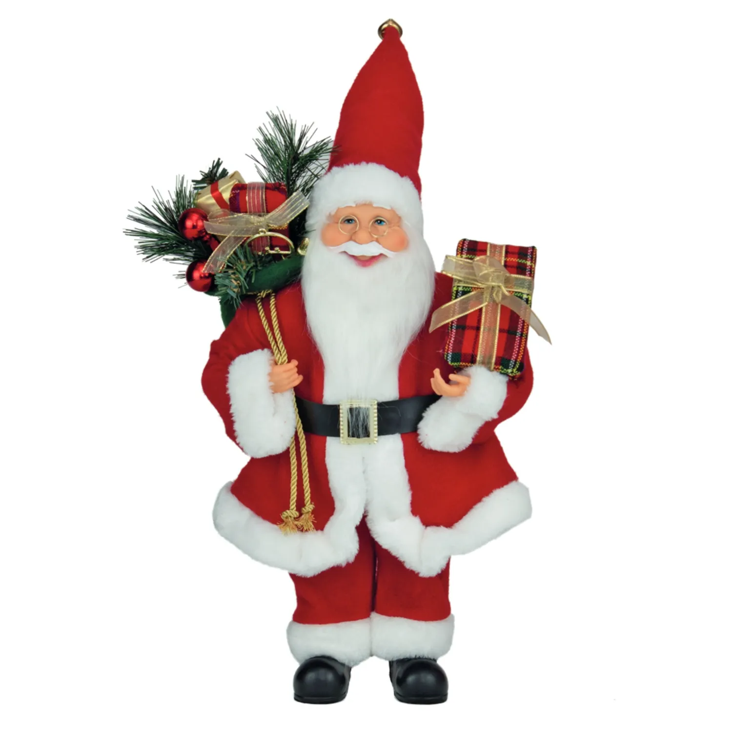Enfeite Papai Noel com Caixa Xadrez Cromus