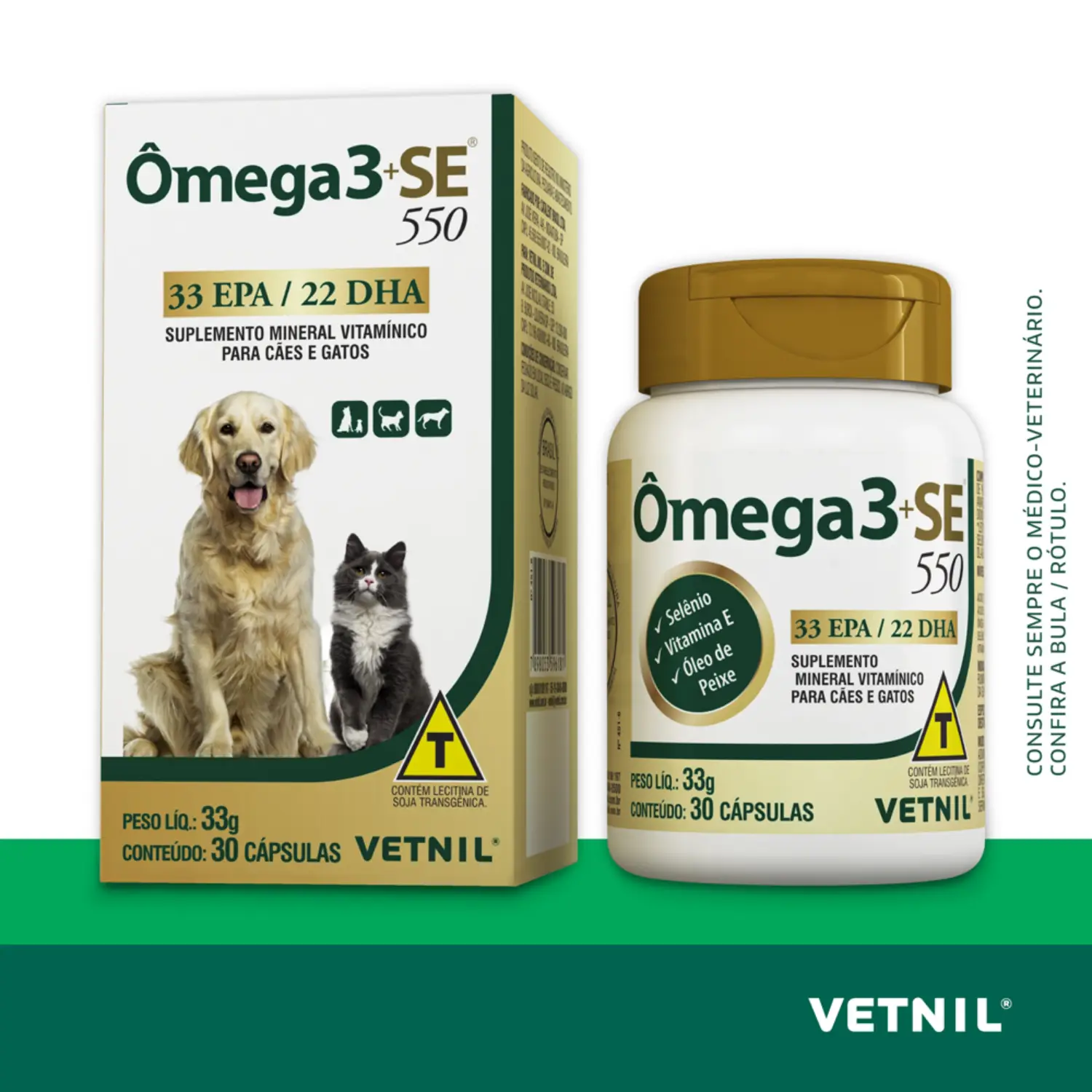 Ômega 3+SE 550 Suplemento Cães e Gatos