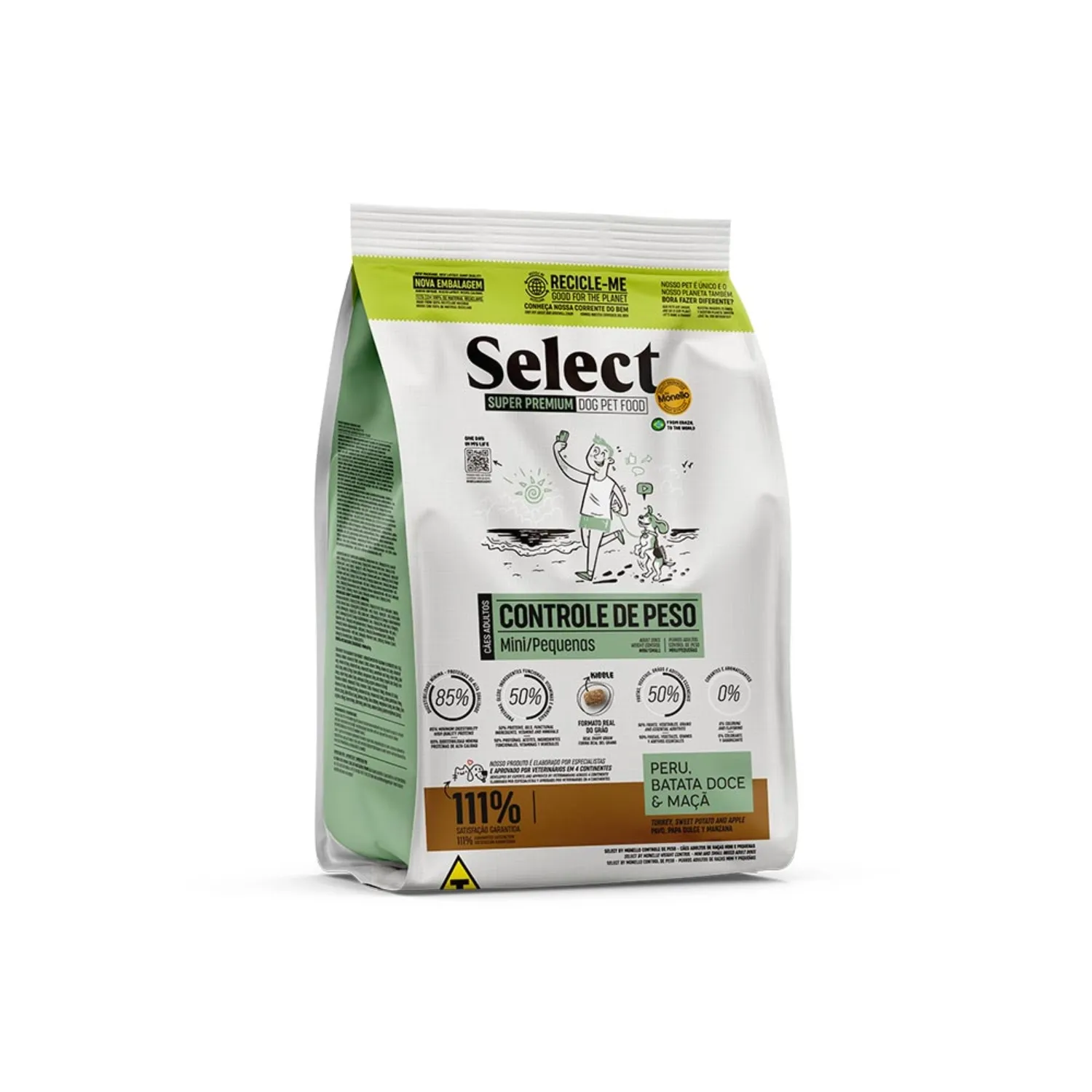 Ração Select Monello Controle de Peso para Cães Adultos Minis e Pequenos Peru, Batata Doce e Maçã