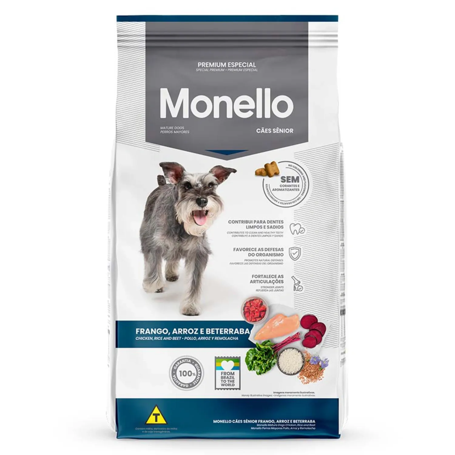 Ração Monello para Cães Senior Frango, Arroz e Beterraba