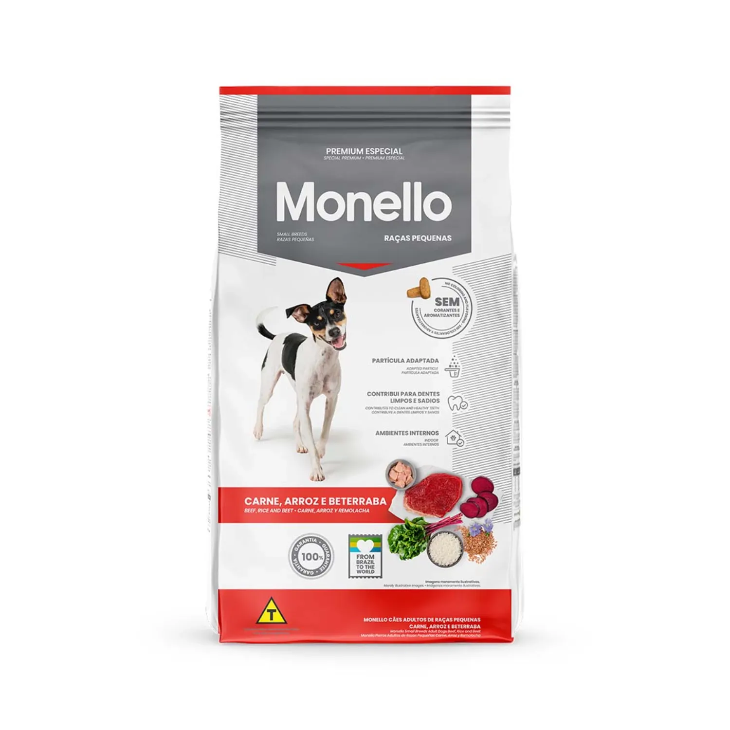 Ração Monello para Cães Adultos Pequenos Carne, Arroz e Beterraba