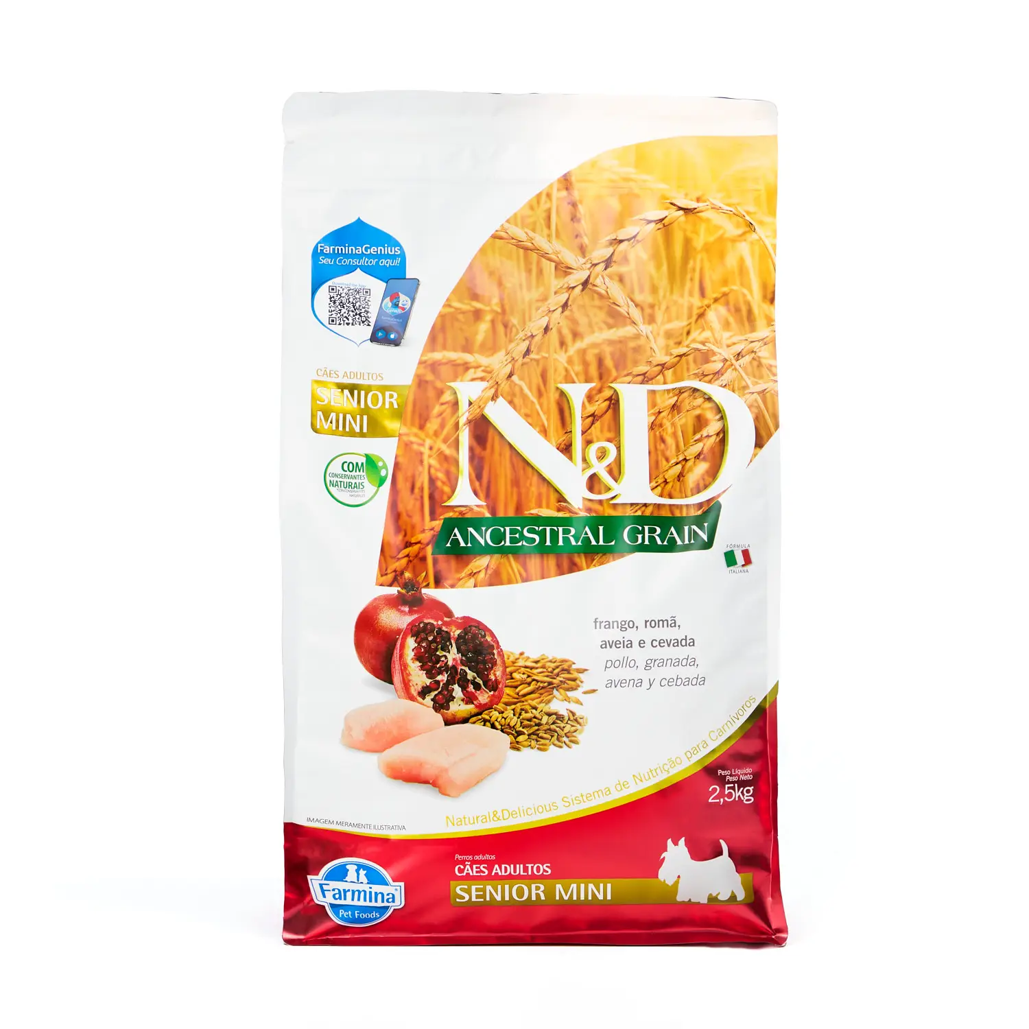Ração N&amp;D Ancestral Grain Cães Senior Mini Frango